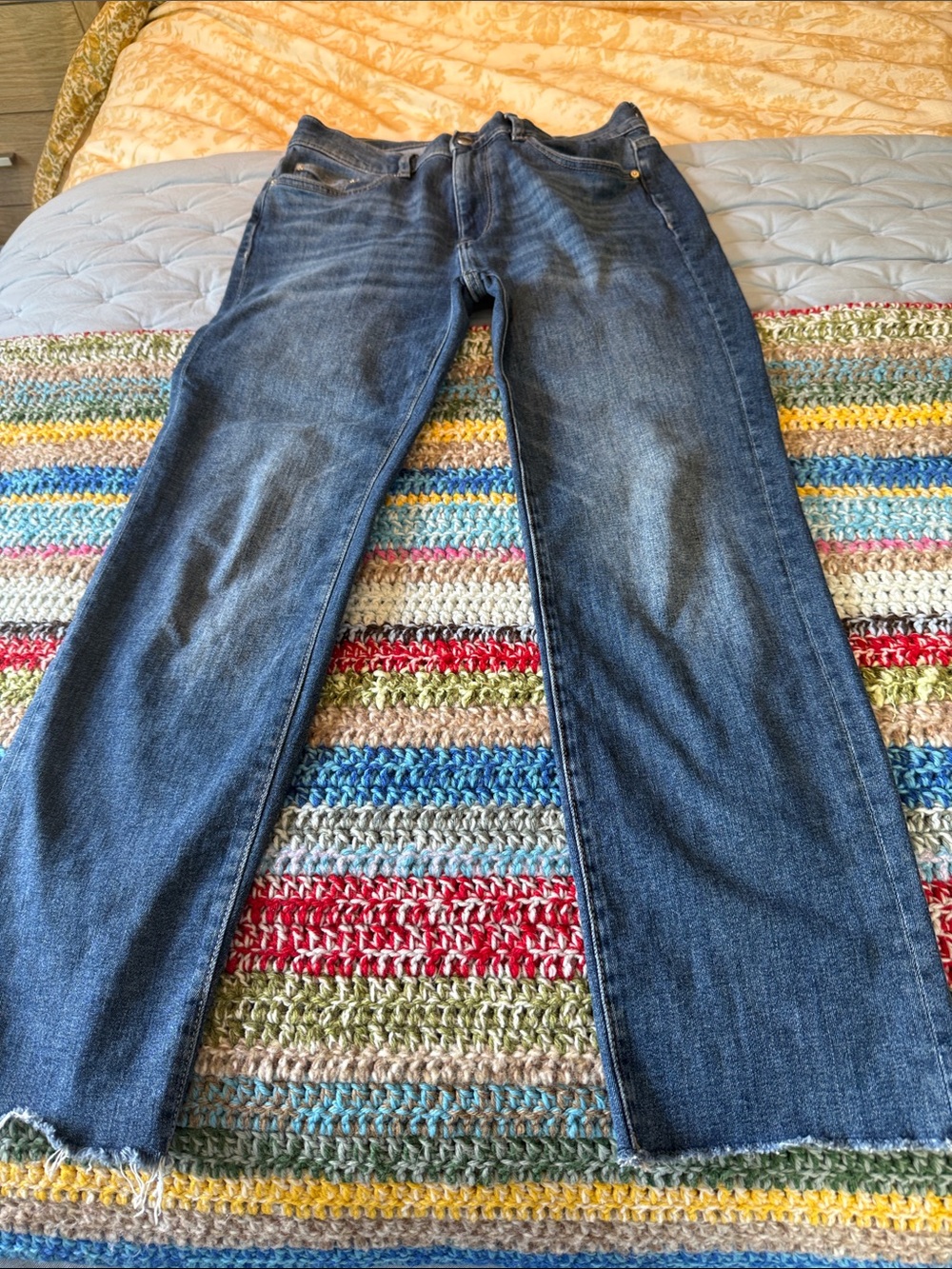 Ladies Blue DL1961 Straight-Leg Jeans - Classic Dark Wash